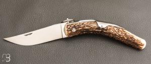 Couteau de chasse " Cornillon 12CM " Bois de cerf par J. Mongin