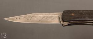 Couteau " Pièce unique " par Alain & Joris Chomilier - Damas carbone de Baker Forge et morta