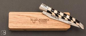   Couteau  "  Damier " par Laguiole en Aubrac - Ebène/ivoire de mammouth