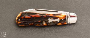    Couteau  " Dogleg Jack " custom par Dr David Taber - Amber Stag