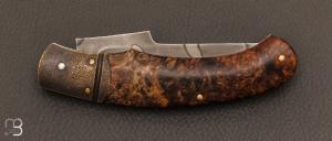 Couteau   "  Esperenza " pliant custom loupe d'amboine stabilisé par Nicolas Weber