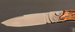    Couteau " Explorateur " custom par Éric Parmentier - Bois de cerf et lame en niolox