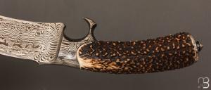   Couteau " Fighter Sub hilt  " de Samuel Lurquin - Damas et cerf sambar