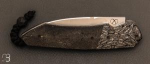  Couteau  "  Custom " par Florian Keller - Fatcarbon® spacecoral et lame en RWL-34 