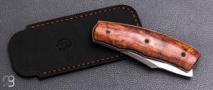   Couteau " Front-flipper custom " par Fabrice Delbart - Forge Celtique - Bois de fer et lame en RWL34