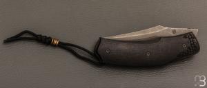  Couteau  " Front-flipper custom " par Fabrice Delbart - Hêtre noir stabilisé et lame en RWL34