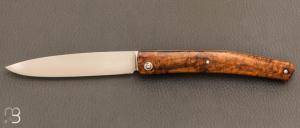   Couteau " Harpo " custom par Anthony Brochier - Loupe de buis et lame en RWL34