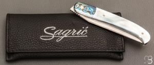     Couteau  "  Interprétation Laguiole " custom de Stéphane Sagric - Nacre et RWL34