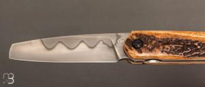 Couteau " Kashmir " custom de Michel Grini - Bois de cerf et lame en 26c3