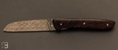 Couteau de poche pliant L08 damas manche bois de fer par Perceval
