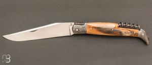 Couteau " Laguiole 12CM 3 pièces  " custom de Jérôme Bellon - Ivoire de mammouth / damas et RWL34