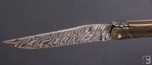   Couteau " Laguiole 12 cm" custom par Rozelier Fabien - Ty Coutelier - Ivoire de mammouth et damas