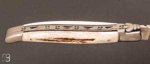  Couteau Laguiole Aubrac 12CM Bois de cerf et lame en acier inoxydable 
