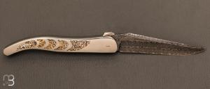  Couteau " Laguiole " par Charlie Bennica - Lame damas de David Brénière et inlays mokumé-gané 