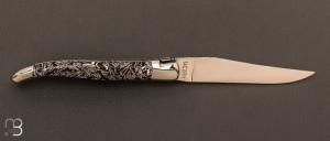 Couteau  "  Laguiole " custom de David Dauvillaire - Manche en coquilles d'oeufs