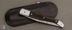    Couteau " Laguiole " par Tim Bernard - Morta - Lame damas mosaïque