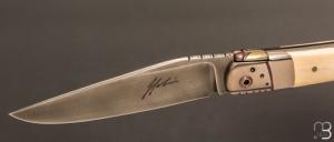  Couteau  "  Laguiole custom" de Jacques Jobin - Mammouth / Titane et damas