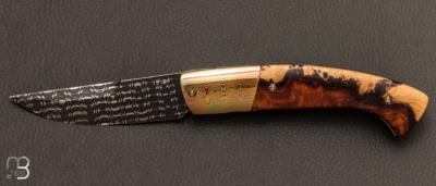 Couteau 1515 de poche - Damas Vegas Forge - Bois de fer et Mokume