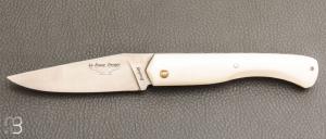   Couteau " Le Boulary " par La Bonne Trempe - Corian blanc et lame en 14c28n