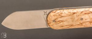 Couteau " Le Cerbère® " pliant par l'Atelier Les 2 Diables - Bouleau madré et 14c28N