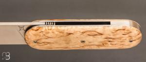 Couteau " Le Cerbère® " pliant par l'Atelier Les 2 Diables - Bouleau madré et 14c28N