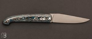  Couteau  "  Le Passager " de Pierre Thomas - Atelier Odae - Fatcarbon "Frost" et 14c28n