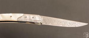   Couteau " Le Thiers " de poche custom par Des Horn - Nacre et Damas
