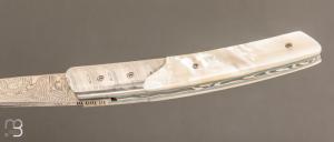   Couteau " Le Thiers " de poche custom par Des Horn - Nacre et Damas