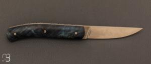     Couteau " Légendary " série numérotée manche en loupe de peuplier bleu - Collaboration entre Eden Park et Ovalie