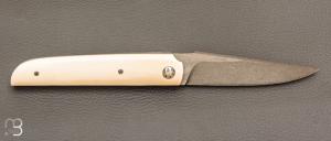   Couteau  "  Light " liner-lock par Thierry Chevron - Ivoire de mammouth et damas wootz
