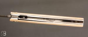   Couteau  "  Light " liner-lock par Thierry Chevron - Ivoire de mammouth et damas wootz