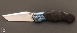Couteau " Lock-Back " custom par Romain Lopez - Fatcarbon marble et lame en RWL34