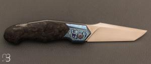   Couteau  "  Lock-Back " custom par Romain Lopez - Fatcarbon marble et lame en RWL34