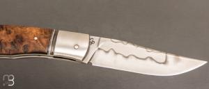 Couteau " Lock-Back " par Grégory Picard - loupe de chêne et C105