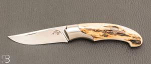 Couteau " Lutra Mini " Lock-back custom par Cyril Doche - Ivoire de mammouth et RWL34