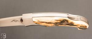 Couteau " Lutra Mini " Lock-back custom par Cyril Doche - Ivoire de mammouth et RWL34