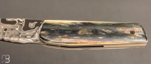 Couteau " Mastard " custom par Christophe Arbogast - Ivoire de mammouth et lame damas de F.Keller