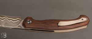    Couteau " Milvus " Liner-Lock flipper par Olivier Lamy - Micarta et lame damas