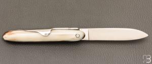   Couteau  " Navette 10 cm "  par J. Mongin - Corne blonde