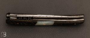  Couteau " ORCA " pliant par l'Atelier Les 2 Diables - Fatcarbon® et lame en damasteel