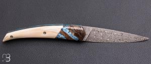    Couteau "ORCA" pliant par l'Atelier Les 2 Diables - Phacochère / Mammouth fusion® et Damasteel