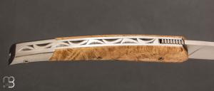   Couteau " ORCA Silver " pliant par l'Atelier Les 2 Diables - Loupe d'acacia et 14c28n