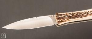 Couteau " L'Oegopsyde " fait main par Laraud Blade  - Bois de cerf et 14C28