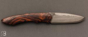    Couteau " Petit Duc "  par Nicolas Kowal - Loupe de Bois de fer et lame Suminagashi SG2