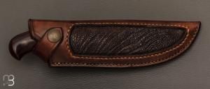   Couteau " Pièce unique " fixe de Samuel Lurquin - Damas et ironwood