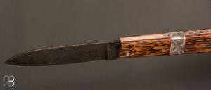    Couteau " Plume " par Vent d'Aubrac - Jérôme Lamic- Palmier et lame damas