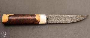 Couteau " Puukko " droit de José Viale - Bois de fer d'Arizona et damas Vlad Matveev