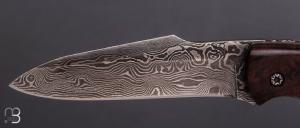    Couteau " Rapace " pliant par Jean-Yves Bourbeau - Palissandre et lame damas