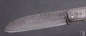    Couteau " Slipjoint 2 pièces " custom par Karim Valentin - Les couteaux D'Hure - Ivoire de mammouth et damas
