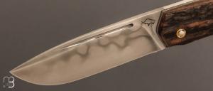  Couteau " Slipjoint " custom par Guy Poggetti - Bois de cerf et lame en C130